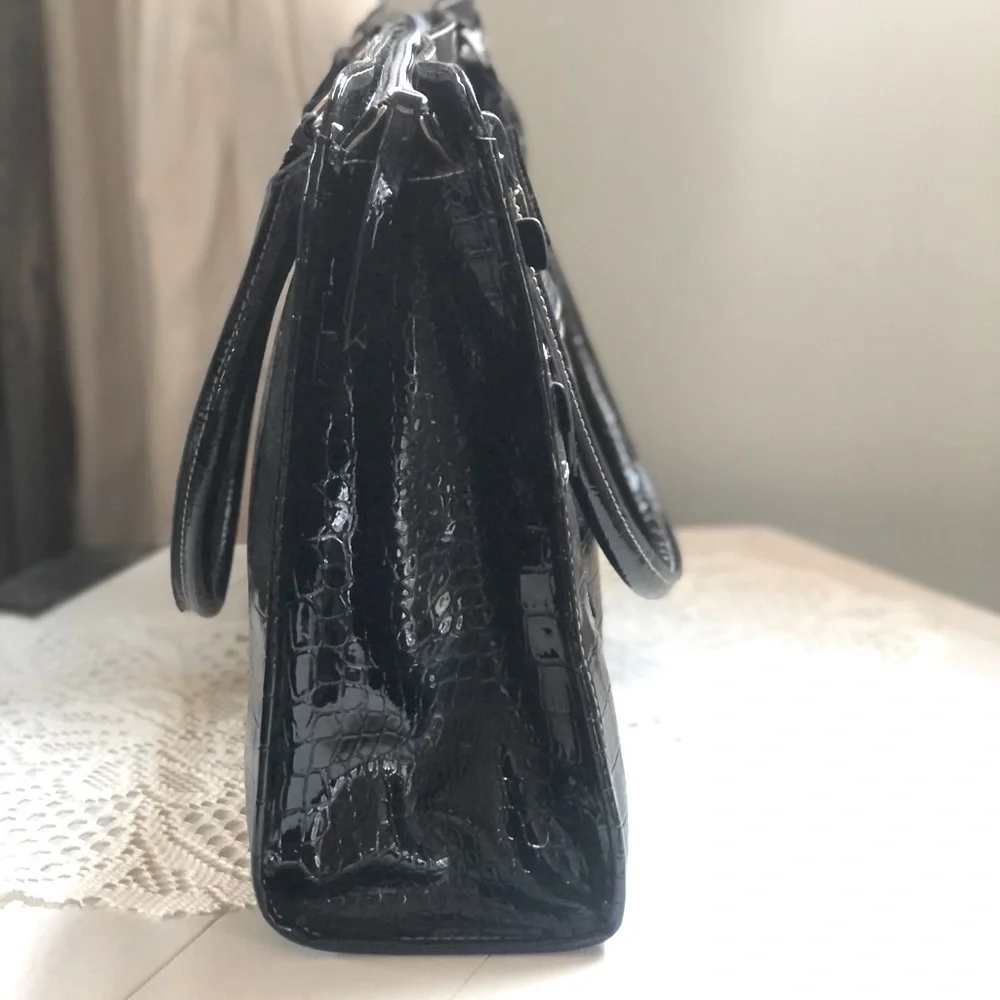 Black Faux Snake Skin Laptop Bag / Purse